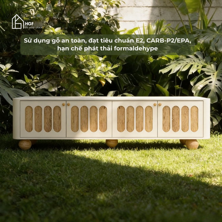 Tủ tivi BRUNA HGF 4 cánh, gỗ MDF sơn 2K, 180x40x50cm, TTV037