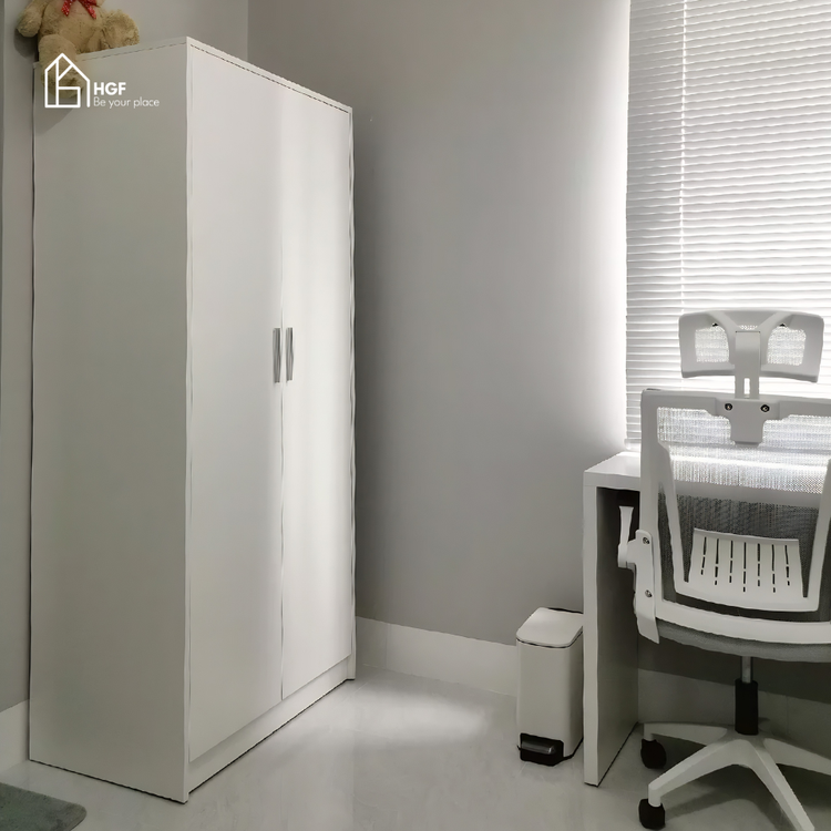 Tủ quần áo DOJY HGF 2 cánh nhiều ngăn, gỗ MDF, 80x55x180cm, TQA004