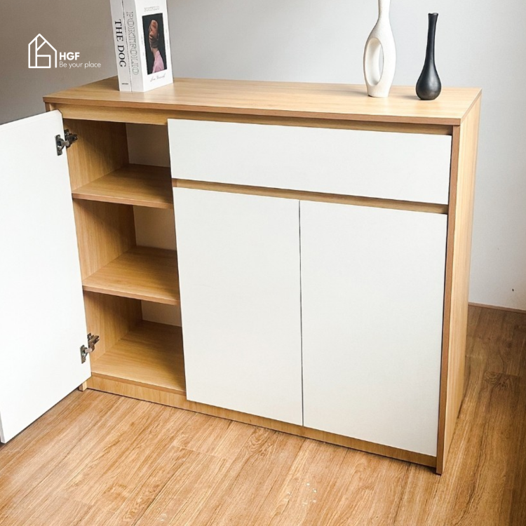 Tủ giày ZIKA HGF 3 cánh 1 hộc kéo, gỗ MDF, 100/120x40x100cm, TG003