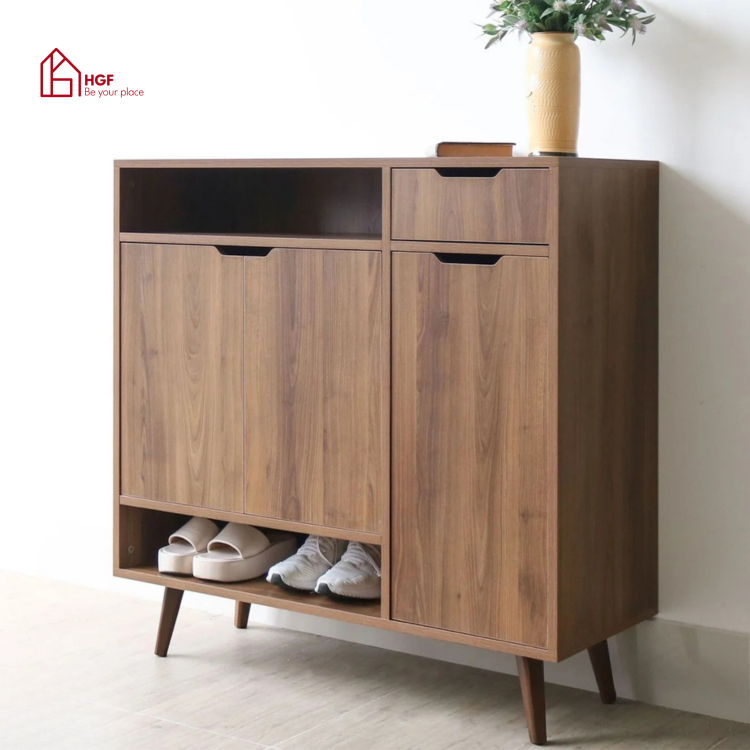 Tủ giày ANA HGF 3 cánh 1 hộc kéo, gỗ MDF, 100x35x100cm, TG020