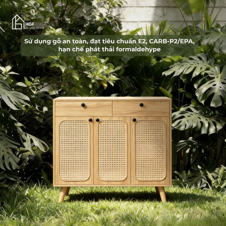 Tủ giày ZENITH HGF 3 cánh 2 hộc kéo, gỗ MDF, 100x35x107cm, TG011