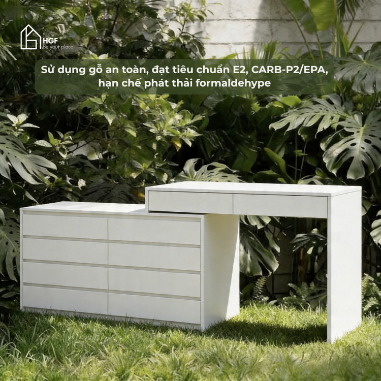 Bàn trang điểm đa năng XINGXIU HGF 8 ngăn kéo, gỗ MDF, 120x40x75cm, BTD003