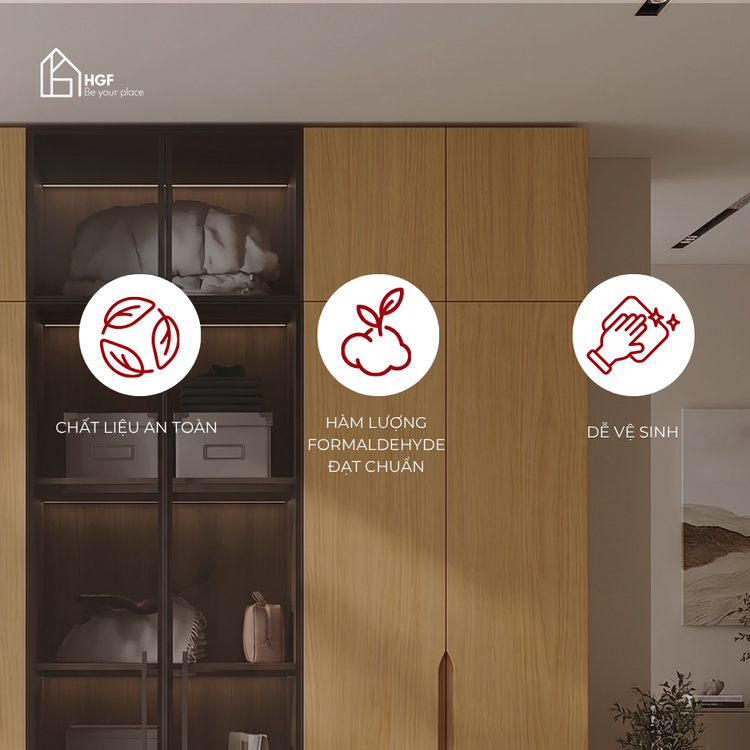 Tủ quần áo DAI HGF 6 cánh, gỗ MDF, 200x60x240cm, TQA006