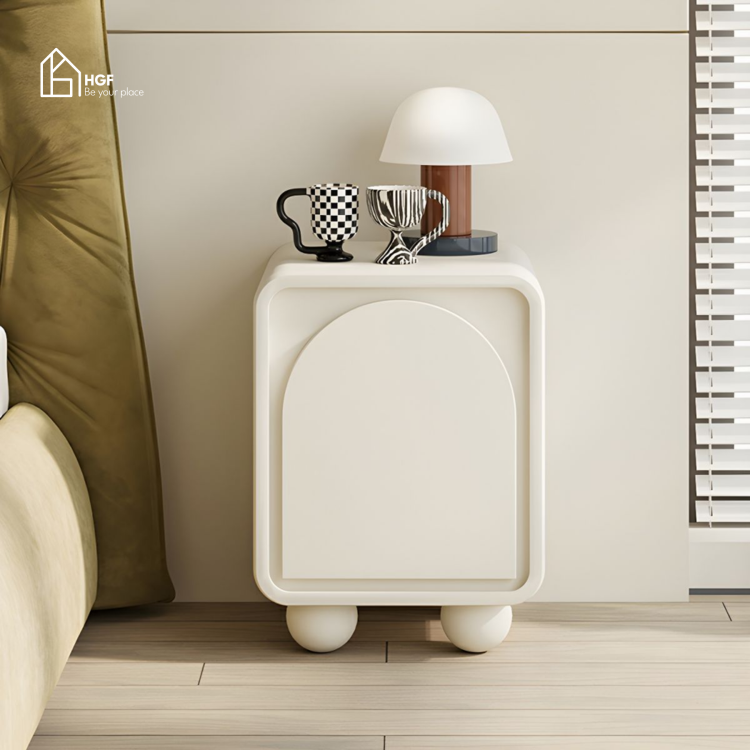 Tủ đầu giường BRUNA HGF 1 cánh vòm cung, gỗ MDF sơn 2K, 40x35x50cm, TDG007