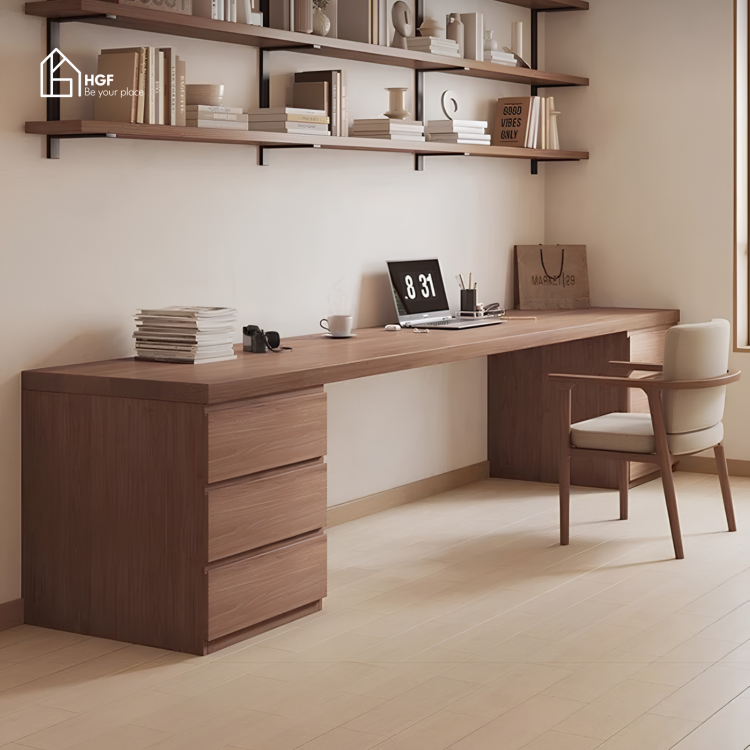 Bàn làm việc TIRA HGF 6 ngăn lưu trữ, gỗ MDF, 140/160/180/200x60x75cm, BLV002