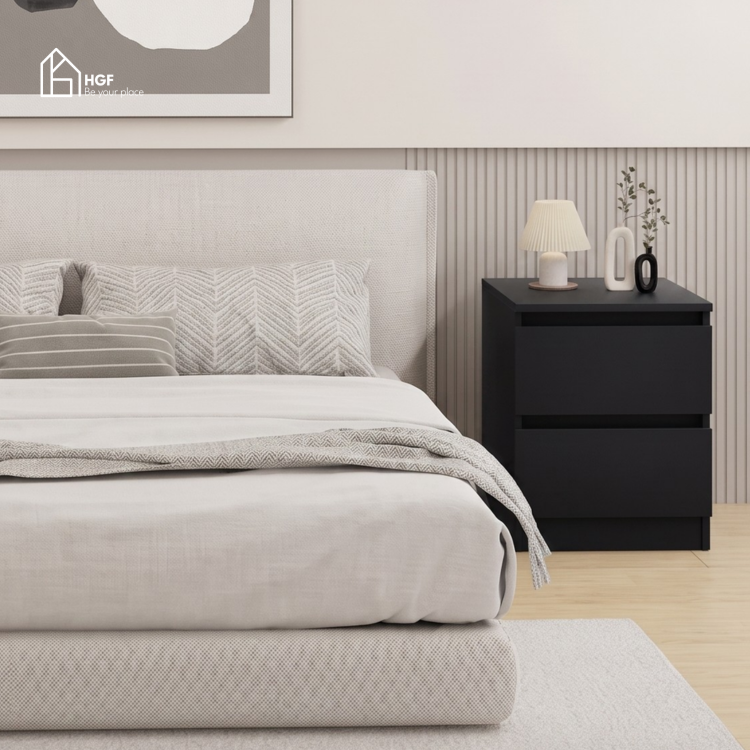 Tủ đầu giường MAL HGF 2 hộc kéo, gỗ MDF, 40x35x50cm, TDG001