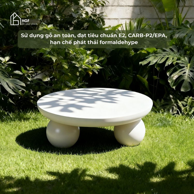 Bàn trà BRUNA HGF chân tròn, gỗ MDF sơn 2K, 60x60x32cm, BT007