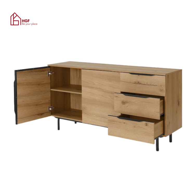 Tủ lưu trữ RIA HGF 2 cánh 3 hộc kéo, gỗ MDF, 150x40x70cm, TLT073