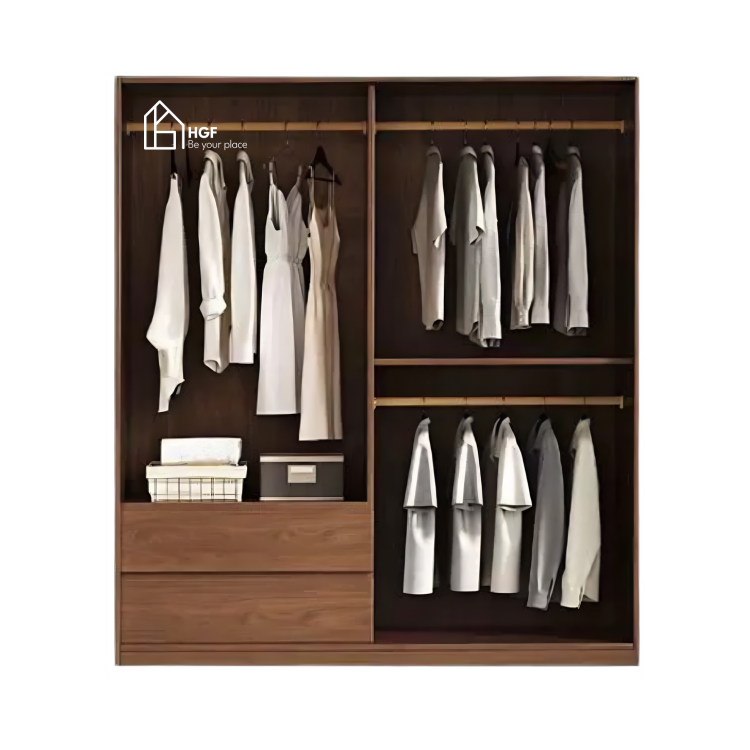 Tủ quần áo ZOE HGF cửa lùa, gỗ MDF, 160x60x200cm, TQA041