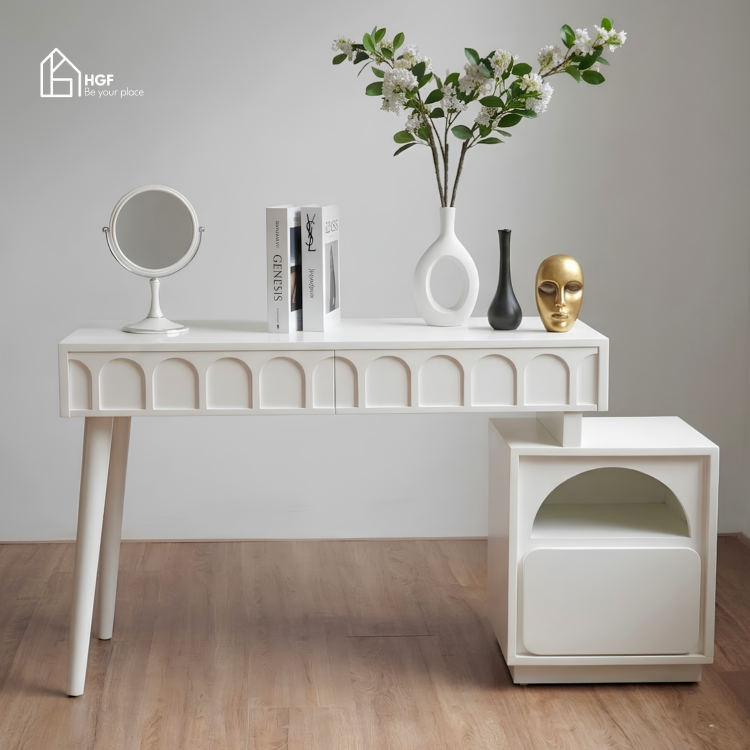 Bàn trang điểm đa năng LAYLA HGF 3 hộc kéo, gỗ MDF phủ sơn 2K, 120x40x75cm, BTD006