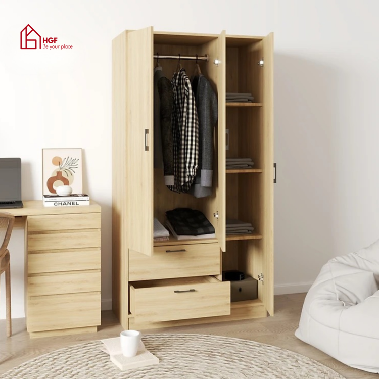 Tủ quần áo NELLY HGF 3 cánh mở, gỗ MDF, 90x55x180cm, TQA036