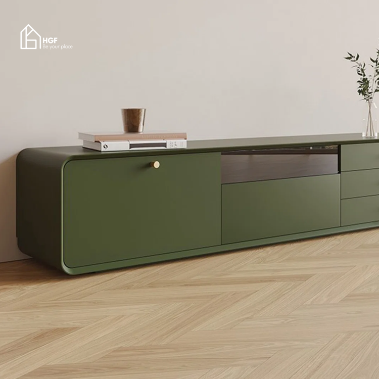 Tủ tivi HILMA HGF 2 cánh 3 hộc kéo, gỗ MDF sơn 2K, 160/180/200x40x45cm, TTV069