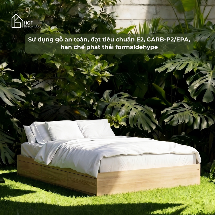 Giường ngủ JOJO HGF 3 hộc kéo, gỗ MDF, 1m2/1m4/1m6/1m8, GN007