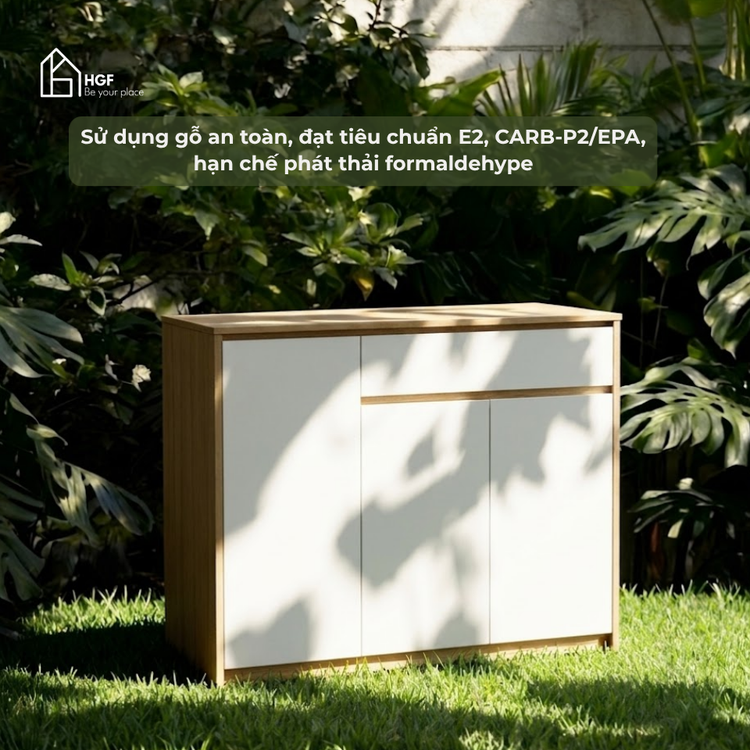 Tủ giày ZIKA HGF 3 cánh 1 hộc kéo, gỗ MDF, 100/120x40x100cm, TG003