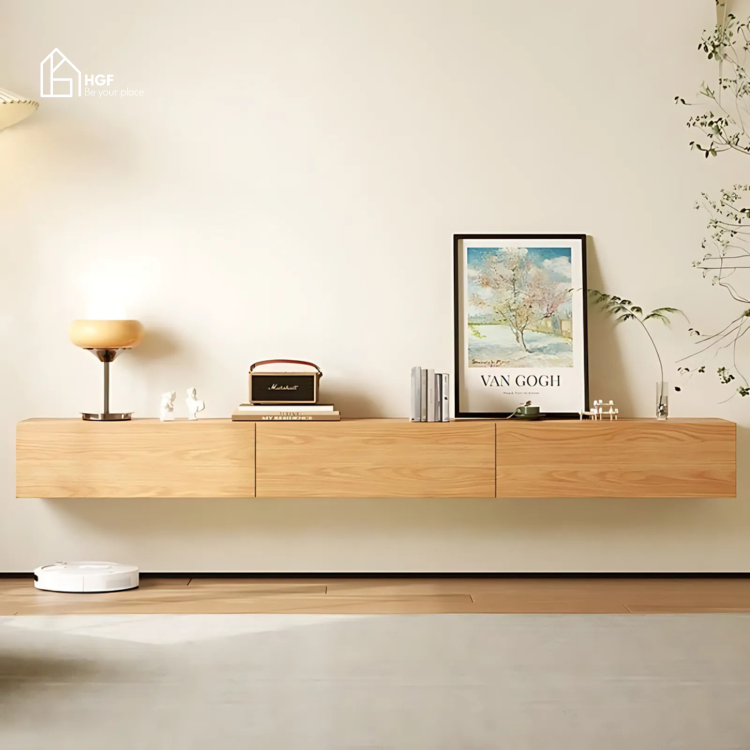 Tủ tivi treo tường FLAMIA HGF, gỗ MDF, 180/200/220/240x40x25cm, TTV076