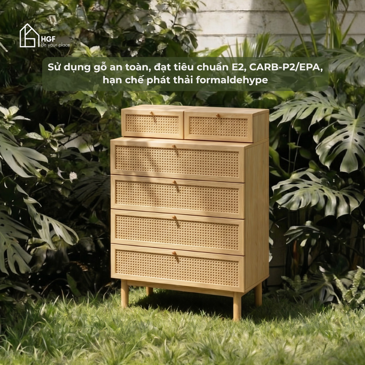 Tủ lưu trữ MEY HGF 6 hộc kéo, gỗ MDF, 80x40x120cm, TLT072