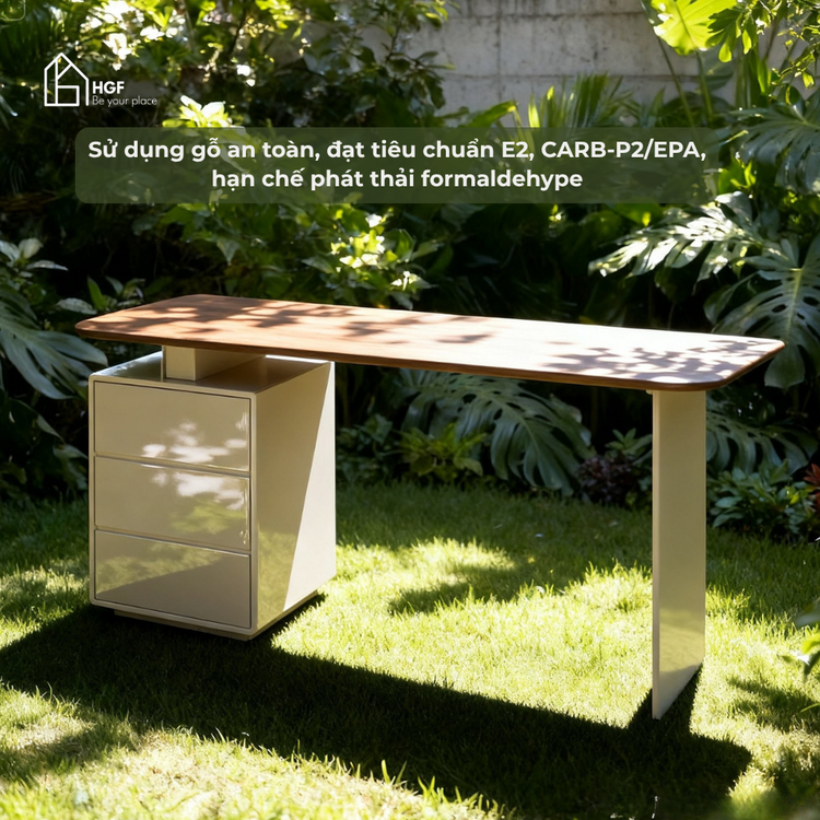Bàn làm việc MYRNA HGF 3 hộc kéo, gỗ MDF phủ sơn 2K, 140x60x75cm, BLV014
