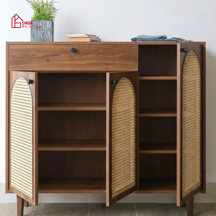 Tủ giày ZENITH HGF 3 cánh 1 hộc kéo, gỗ MDF, 120x35x107cm, TG010