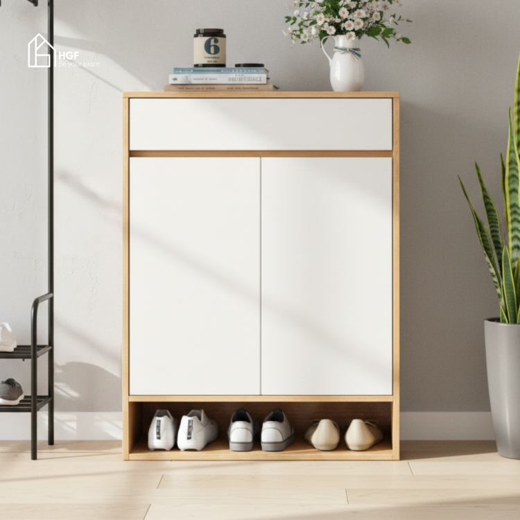 Tủ giày ZIKA HGF 2 cánh 1 hộc kéo, gỗ MDF, 60x35x100cm, TG016