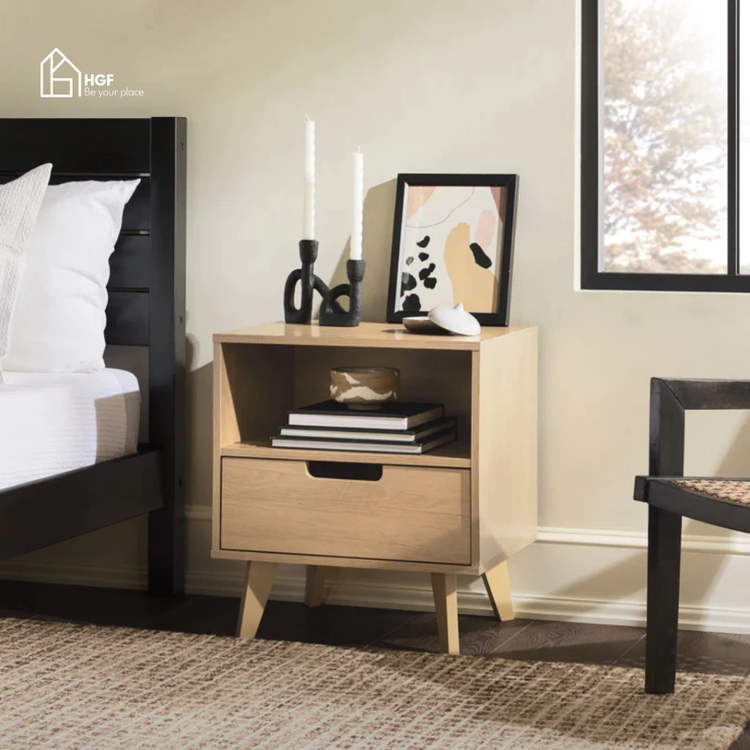 Tủ đầu giường NARA HGF có ngăn kéo, gỗ MDF, 40x35x50cm, TDG003
