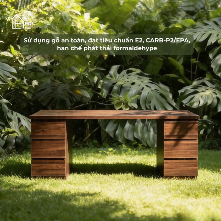 Bàn làm việc TIRA HGF 6 ngăn lưu trữ, gỗ MDF, 140/160/180/200x60x75cm, BLV002