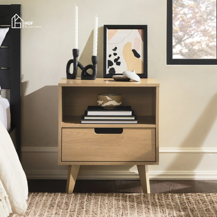 Tủ đầu giường NARA HGF có ngăn kéo, gỗ MDF, 40x35x50cm, TDG003