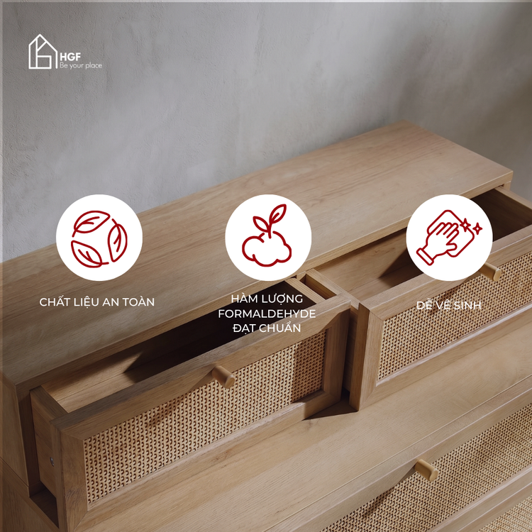Tủ lưu trữ MEY HGF 6 hộc kéo, gỗ MDF, 80x40x120cm, TLT072