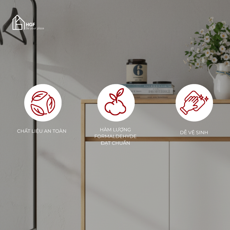 Tủ giày ZIKA HGF 2 cánh 1 hộc kéo, gỗ MDF, 60x35x100cm, TG016