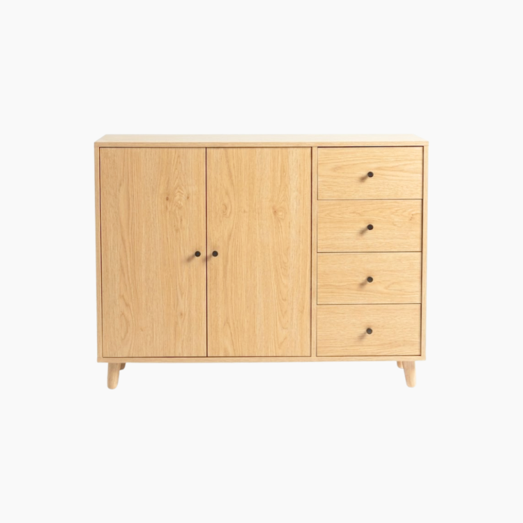 Tủ lưu trữ đa năng LANA HGF 2 cánh 4 hộc kéo, gỗ MDF, 120x40x90cm, TLT022