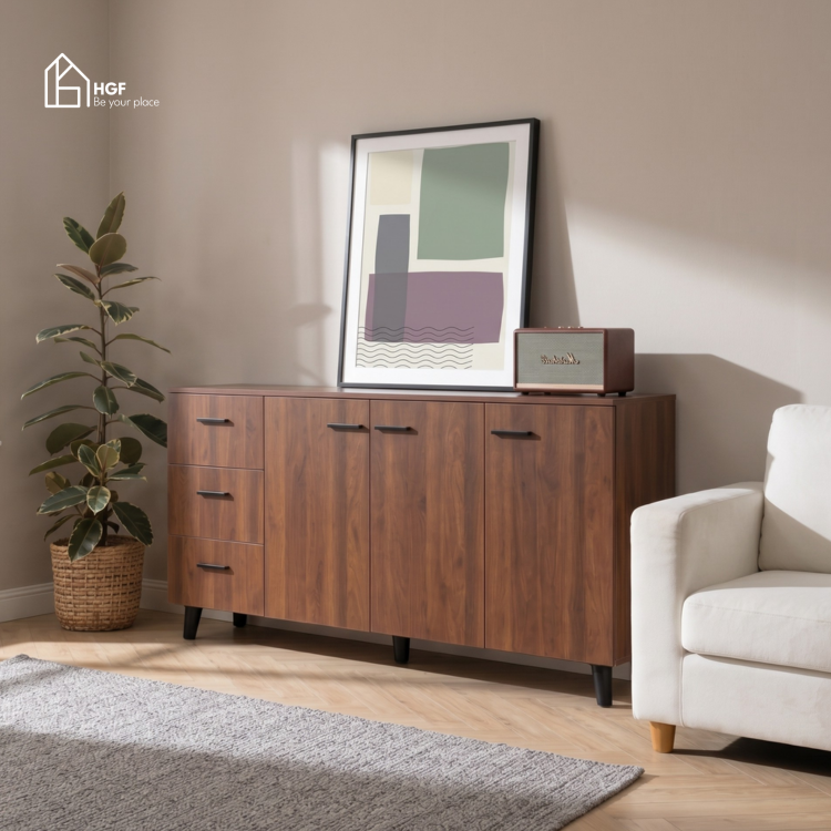 Tủ lưu trữ đa năng STAT HGF 3 cánh 3 hộc kéo, gỗ MDF, 150x40x70cm, TLT052