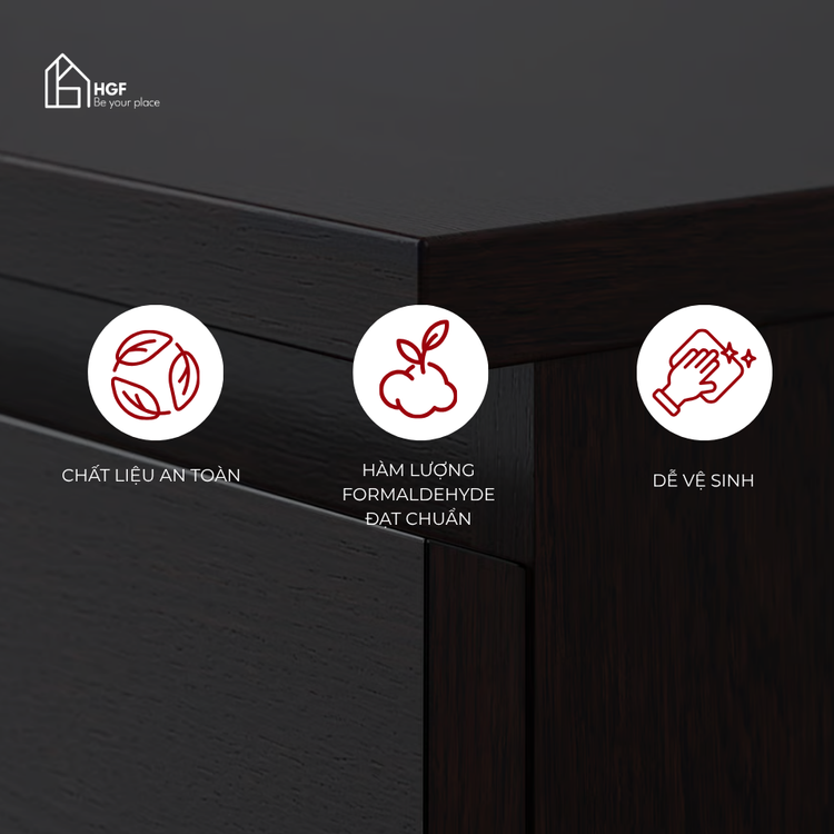 Tủ đầu giường MAL HGF 2 hộc kéo, gỗ MDF, 40x35x50cm, TDG001