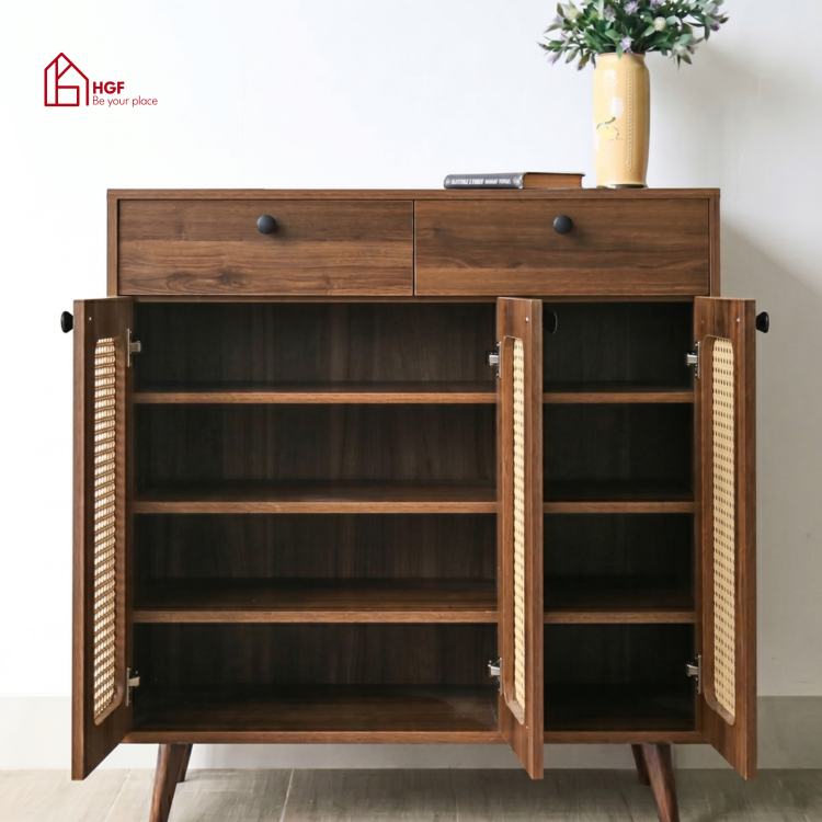 Tủ giày ZENITH HGF 3 cánh 2 hộc kéo, gỗ MDF, 100x35x107cm, TG011
