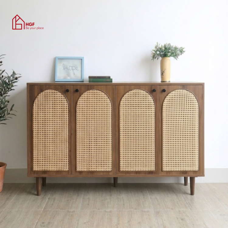Tủ giày ZENITH HGF 4 cánh, gỗ MDF, 140x35x100cm, TG009