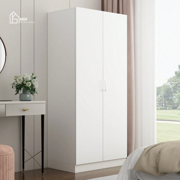 Tủ quần áo DOJY HGF 2 cánh nhiều ngăn, gỗ MDF, 80x55x180cm, TQA004