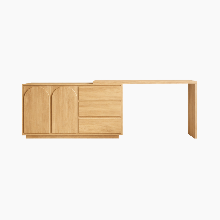 Bàn trang điểm ALY HGF 3 ngăn kéo 2 cánh bo cong, Gỗ MDF, 120x40x75cm, BTD004