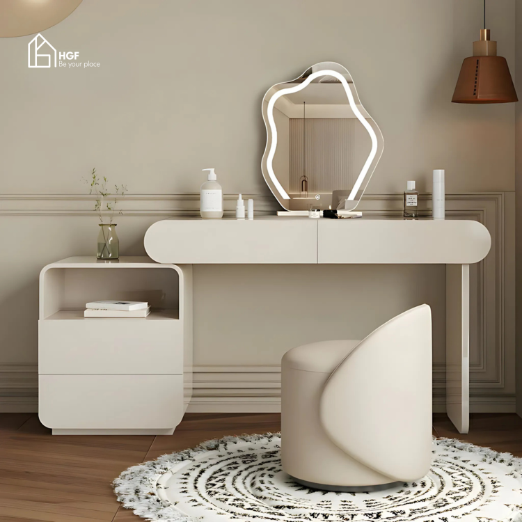 Bàn trang điểm OLIVE HGF 4 hộc kéo, gỗ MDF phủ sơn 2K, 120x40x75cm, BTD017