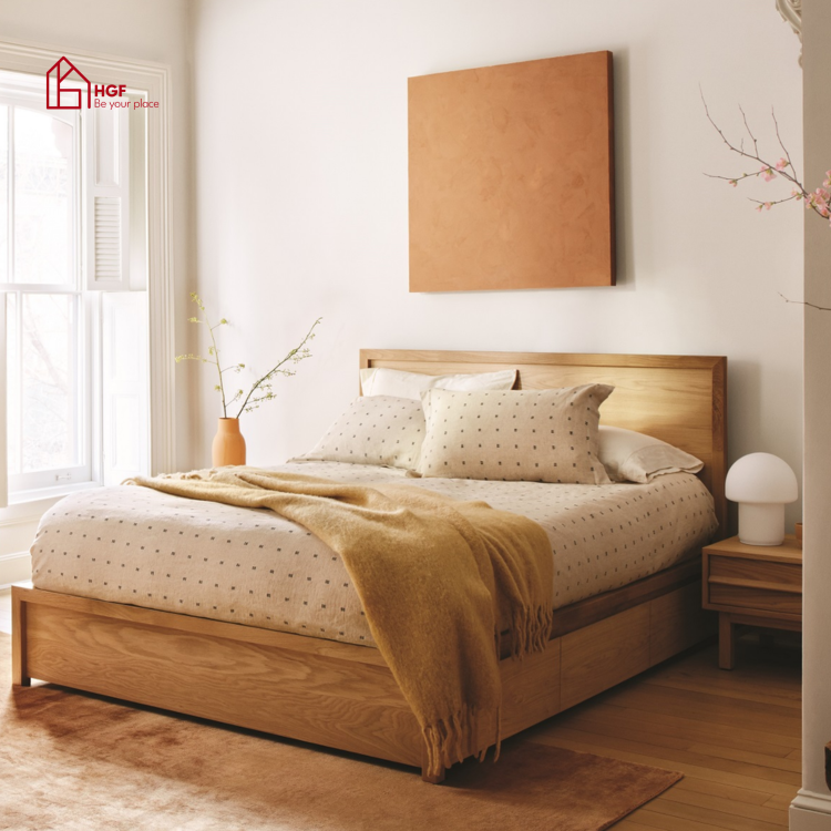 Giường ngủ hiện đại SANARI HGF 3 hộc kéo, gỗ MDF, 200x140/160/180x35cm, GN009