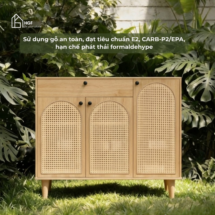 Tủ giày ZENITH HGF 3 cánh 1 hộc kéo, gỗ MDF, 120x35x107cm, TG010