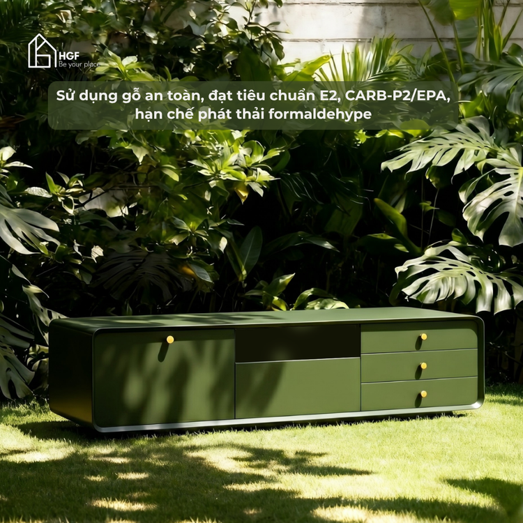 Tủ tivi HILMA HGF 2 cánh 3 hộc kéo, gỗ MDF sơn 2K, 160/180/200x40x45cm, TTV069