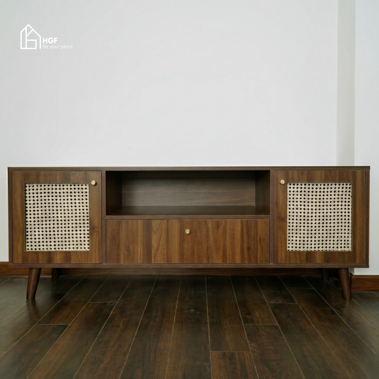 Tủ tivi LANA HGF 2 cánh 1 hộc kéo, gỗ MDF, 160x40x55cm, TTV023