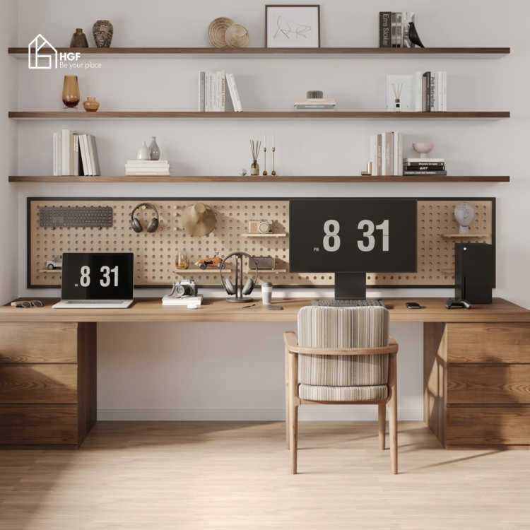 Bàn làm việc TIRA HGF 6 ngăn lưu trữ, gỗ MDF, 140/160/180/200x60x75cm, BLV002