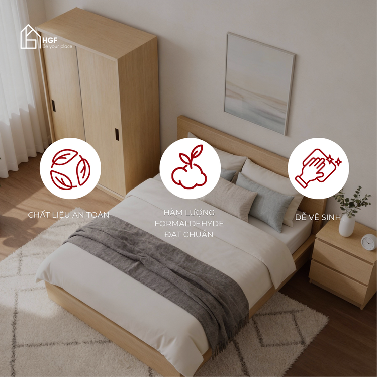 Tủ quần áo KLEP HGF cửa lùa, gỗ MDF, 120x60x200cm, TQA009