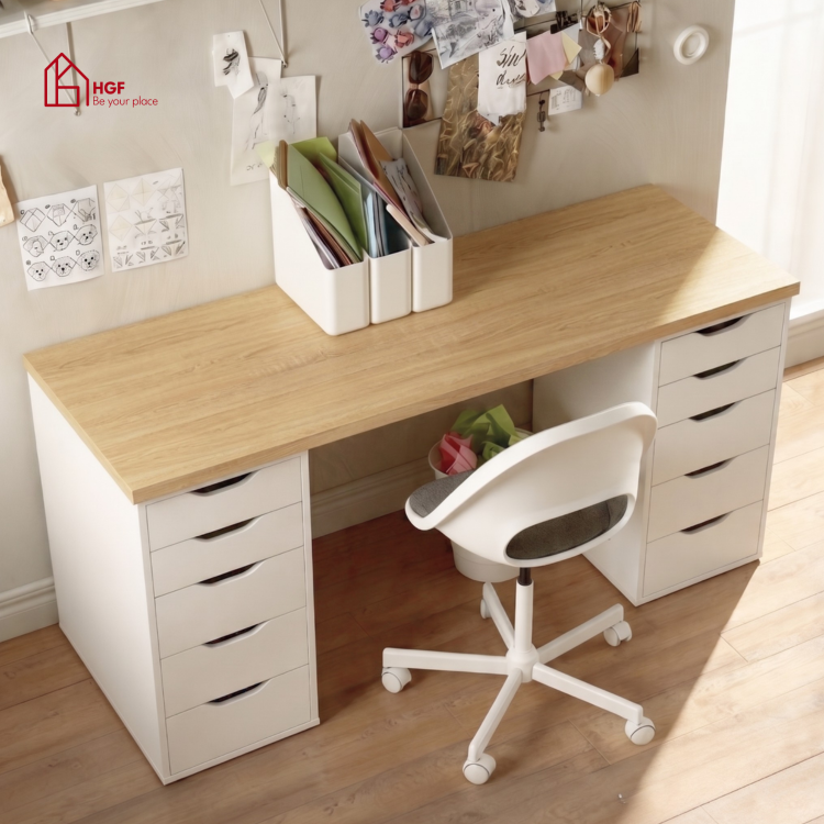 Bàn làm việc đa năng ARDEN HGF 10 ngăn kéo, gỗ MDF, 160/180x60x75cm, BLV001