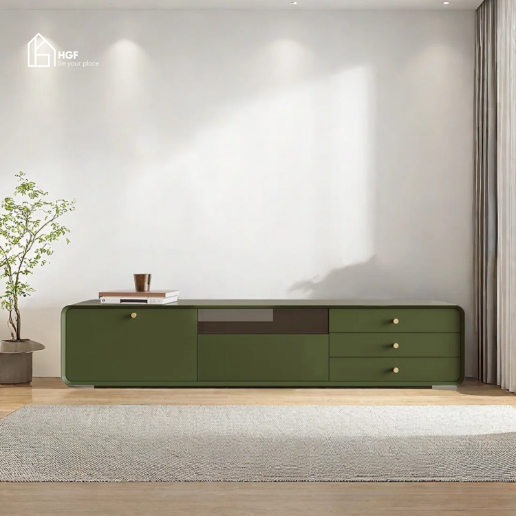 Tủ tivi HILMA HGF 2 cánh 3 hộc kéo, gỗ MDF sơn 2K, 160/180/200x40x45cm, TTV069