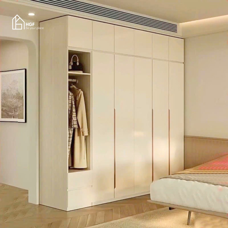 Tủ quần áo ALICE HGF hiện đại đa dạng lưu trữ, gỗ MDF, 200x55x250cm, TQA033