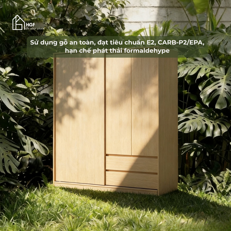 Tủ quần áo ZOE HGF cửa lùa, gỗ MDF, 160x60x200cm, TQA041