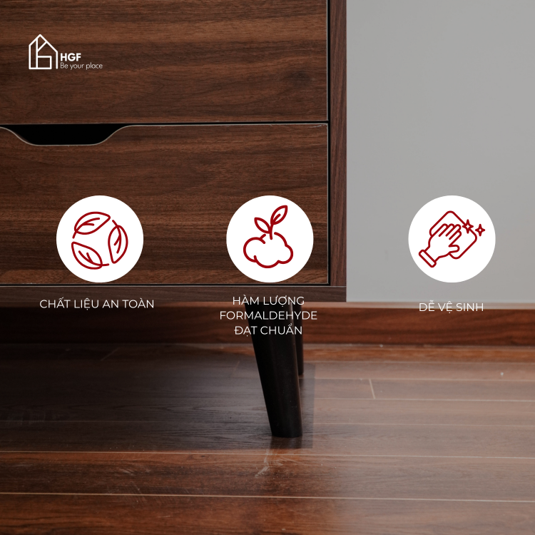 Tủ lưu trữ đa năng YINZA HGF 2 cánh trượt 3 hộc kéo, gỗ MDF, 140x40x90cm, TLT065