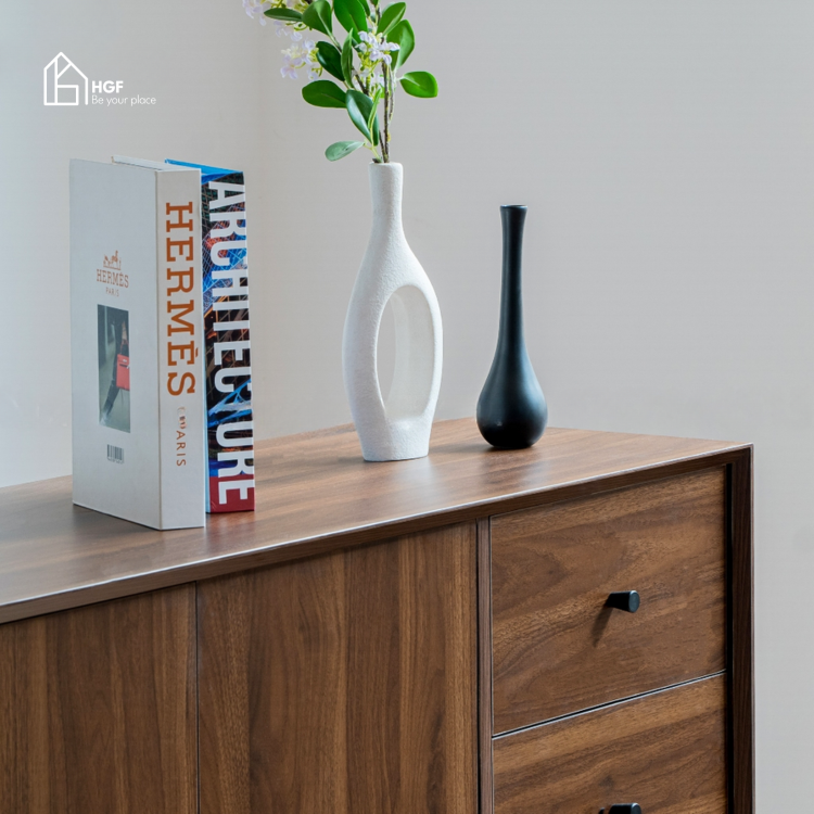 Tủ lưu trữ đa năng LANA HGF 2 cánh 4 hộc kéo, gỗ MDF, 120x40x90cm, TLT022