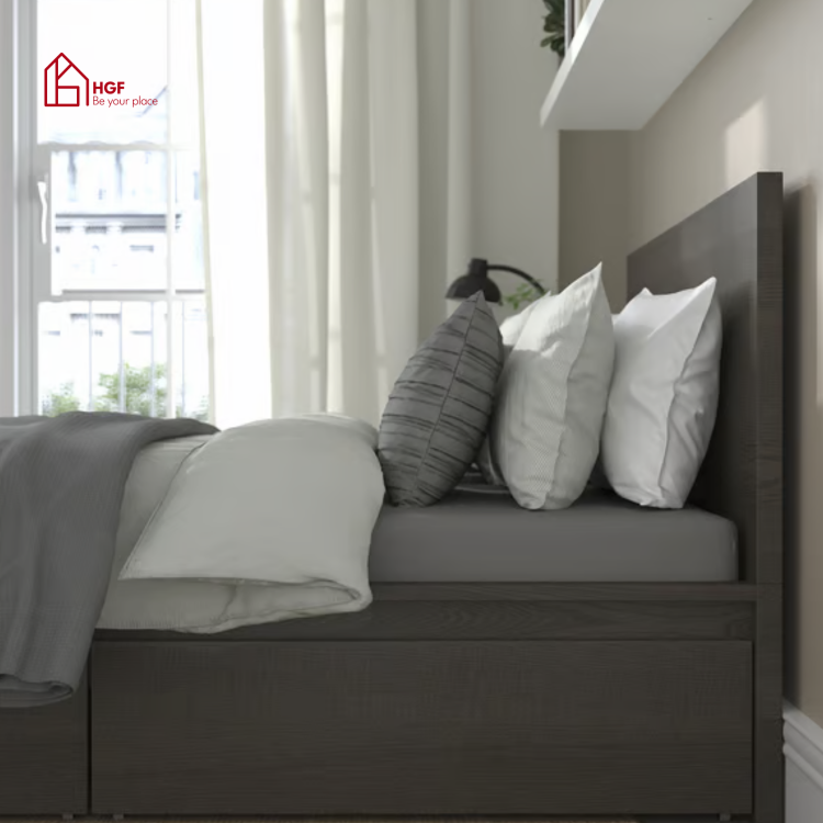 Giường ngủ MAL HGF có ngăn kéo, gỗ MDF, 1m2/1m4/1m6/1m8, GN011