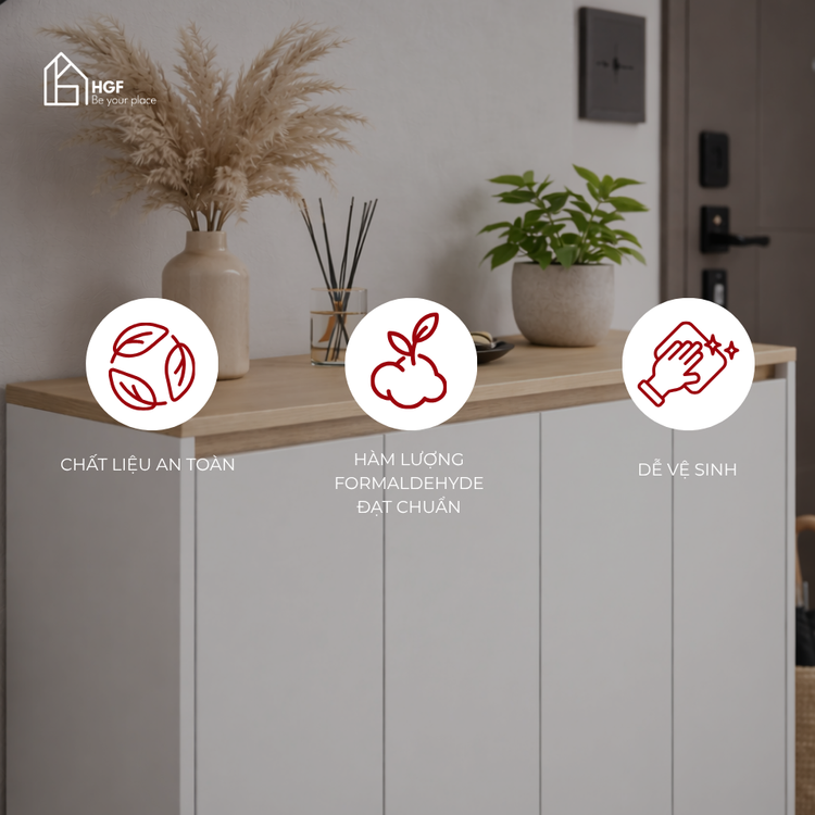 Tủ giày đa năng ZIKA HGF 3 - 4 cánh, gỗ MDF, 90/120x35x90cm, TG006